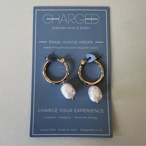 CHARGED Pearl Huggie Earrings